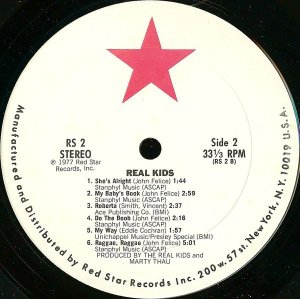 Original Red Star Records labels for the '78 debut